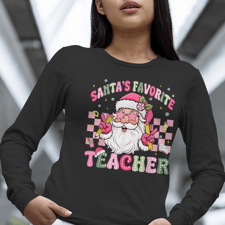 Santa's Favorite Teacher Groovy Christmas Teacher Boys Girls Women Long Sleeve T-Shirt, Groovy Teacher Shirts, funny gift Santa's Favorite Teacher Groovy Christmas Teacher Boys Girls Women Long Sleeve T-Shirt, Groovy Teacher Shirts, funny gift