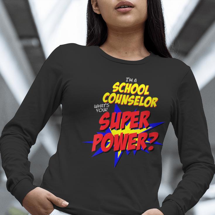 School Counselor Teacher Superhero Superpower Comic Book Women Long Sleeve T-Shirt, funny gift School Counselor Teacher Superhero Superpower Comic Book Women Long Sleeve T-Shirt, funny gift