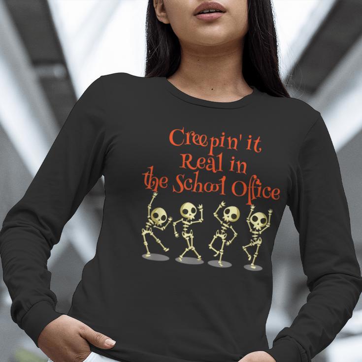 School Office Clerk Creepin' It Real HALLOWEEN Teacher Shirt Women Long Sleeve T-Shirt, funny gift School Office Clerk Creepin' It Real HALLOWEEN Teacher Shirt Women Long Sleeve T-Shirt, funny gift