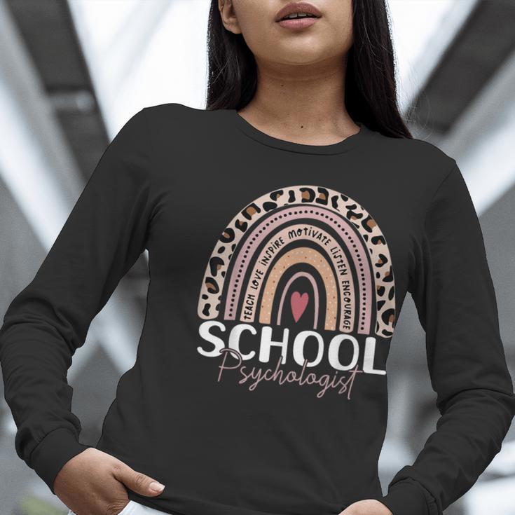School Psych Teacher School Psychologist Leopard Rainbow Women Long Sleeve T-Shirt, funny gift School Psych Teacher School Psychologist Leopard Rainbow Women Long Sleeve T-Shirt, funny gift