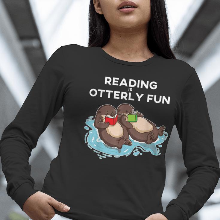 Sea Otter Book Reading Shirt For Bookworm Teachers Women Long Sleeve T-Shirt, funny gift
