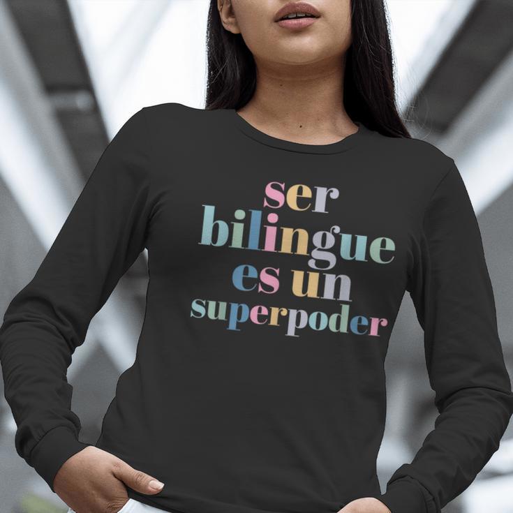 Ser Bilingue Es Un Superpoder Bilingual Spanish Teacher Women Long Sleeve T-Shirt, funny gift Ser Bilingue Es Un Superpoder Bilingual Spanish Teacher Women Long Sleeve T-Shirt, funny gift