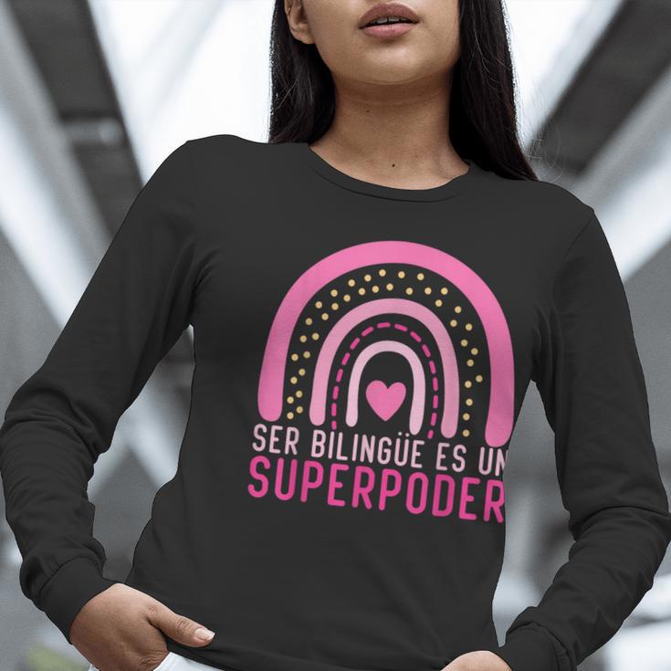 Ser Bilingue Es Un Superpoder Spanish Teacher Esl Teacher Women Long Sleeve T-Shirt, Esl Teacher Shirts, funny gift Ser Bilingue Es Un Superpoder Spanish Teacher Esl Teacher Women Long Sleeve T-Shirt, Esl Teacher Shirts, funny gift