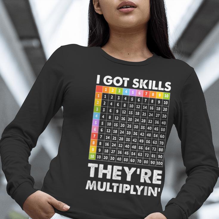 I Got Skills They'Re Multiplying Nerd Math Teacher Women Long Sleeve T-Shirt, funny gift I Got Skills They'Re Multiplying Nerd Math Teacher Women Long Sleeve T-Shirt, funny gift