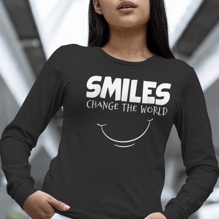 Smile Smiles Change The World Teacher T-Shirt Happy T-Shirt Women Long Sleeve T-Shirt, funny gift Smile Smiles Change The World Teacher T-Shirt Happy T-Shirt Women Long Sleeve T-Shirt, funny gift