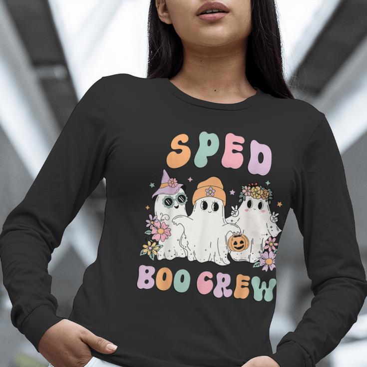 SPED Boo Crew Halloween Floral Ghost Special Ed SPED Teacher For Men Women Kids Women Long Sleeve T-Shirt, funny gift