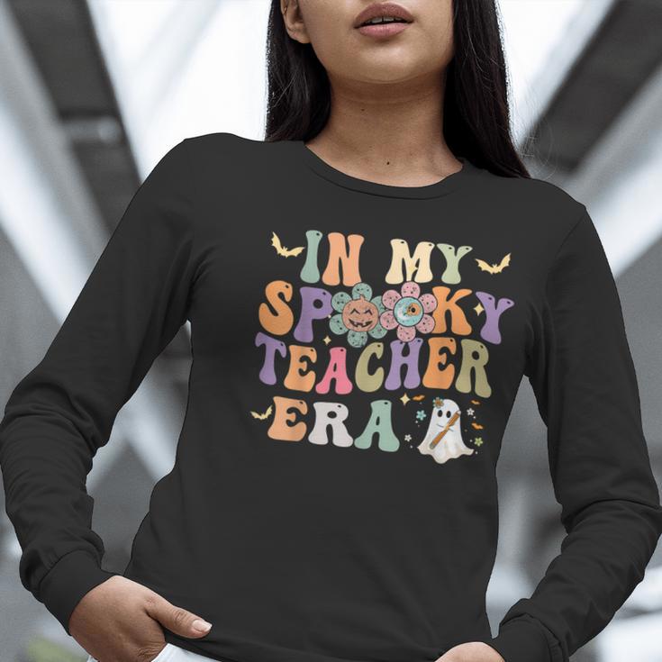In My Spooky Teacher Era Groovy Hippie Retro Ghost Halloween Men Women Kids Women Long Sleeve T-Shirt, Groovy Teacher Shirts, funny gift