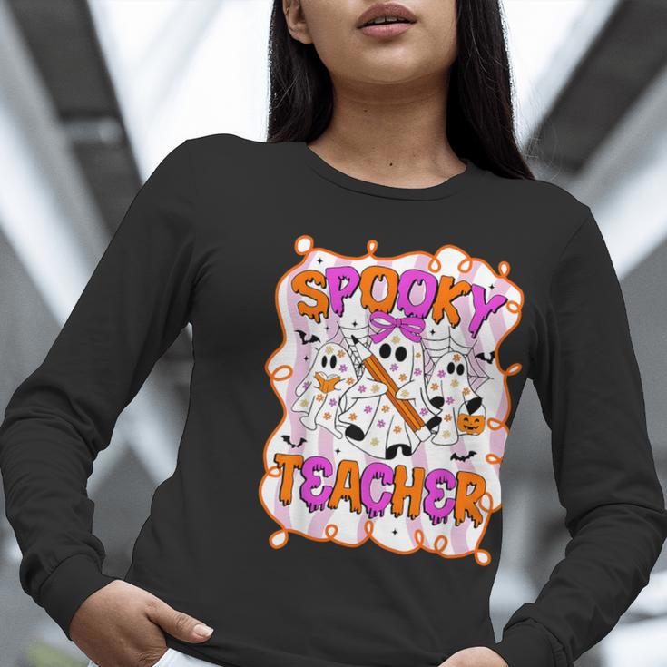 Spooky Teacher Ghost Pencil Teacher Halloween Teacher Women Long Sleeve T-Shirt, funny gift Spooky Teacher Ghost Pencil Teacher Halloween Teacher Women Long Sleeve T-Shirt, funny gift