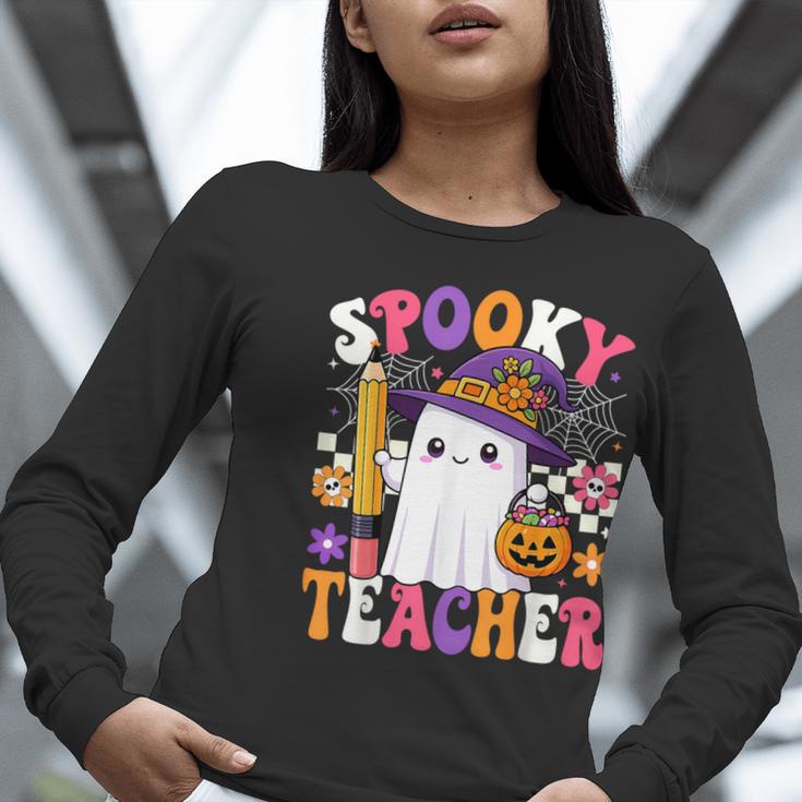 Spooky Teacher Ghost Pencil Teach Halloween Teacher Women Long Sleeve T-Shirt, funny gift Spooky Teacher Ghost Pencil Teach Halloween Teacher Women Long Sleeve T-Shirt, funny gift