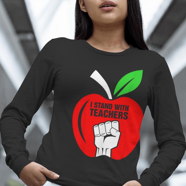 I Stand With Teachers Tshirt Women Long Sleeve T-Shirt, funny gift