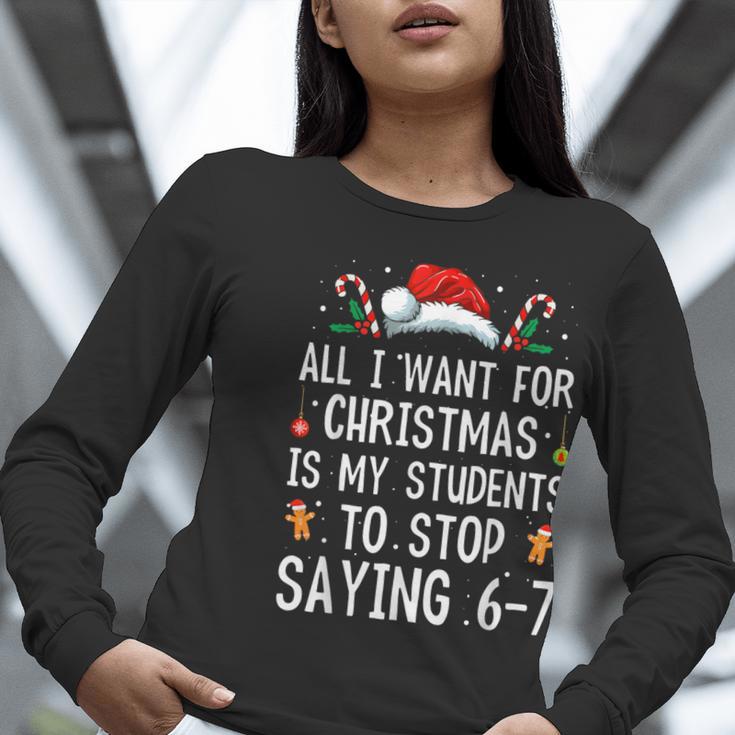 Stop Saying 6-7 Teacher 67 Christmas Meme Six Seven Women Long Sleeve T-Shirt, funny gift Stop Saying 6-7 Teacher 67 Christmas Meme Six Seven Women Long Sleeve T-Shirt, funny gift