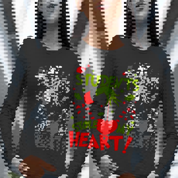 My Students Stole My Heart Teacher Holiday Merry Christmas Women Long Sleeve T-Shirt, funny gift