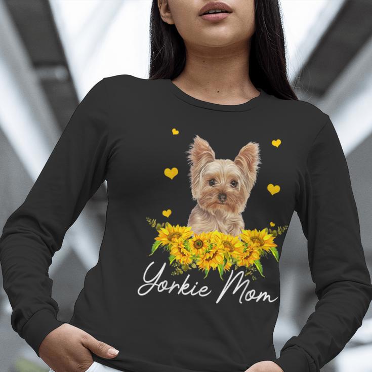 Sunflower Yorkie Mom Dog Lover Women Long Sleeve T-Shirt, funny gift