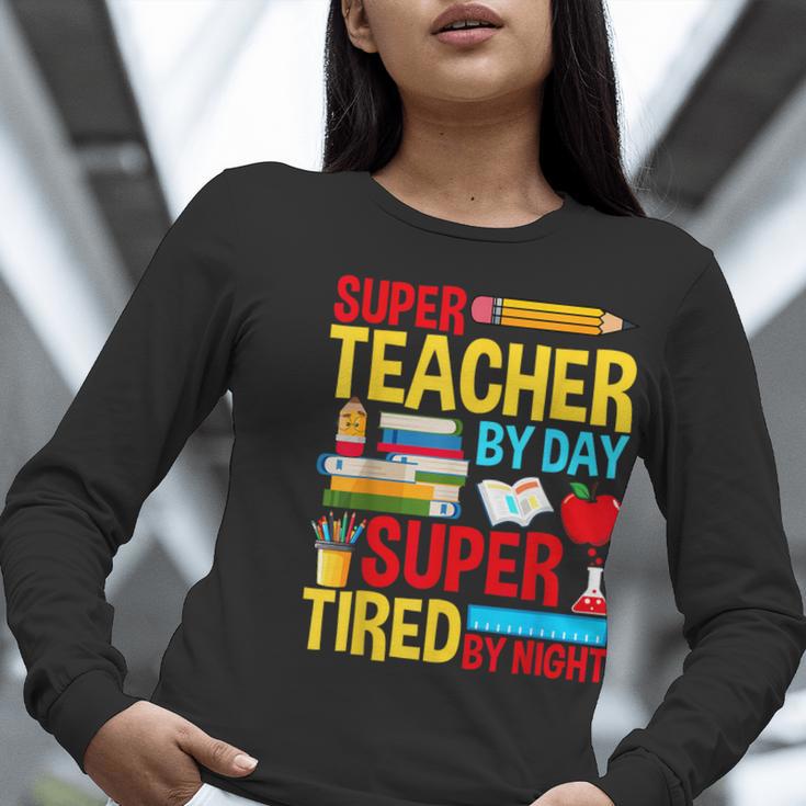 Super Teacher By Day Super Tired By Night Superhero Teacher Women Long Sleeve T-Shirt, Super Teacher Shirts, funny gift Super Teacher By Day Super Tired By Night Superhero Teacher Women Long Sleeve T-Shirt, Super Teacher Shirts, funny gift