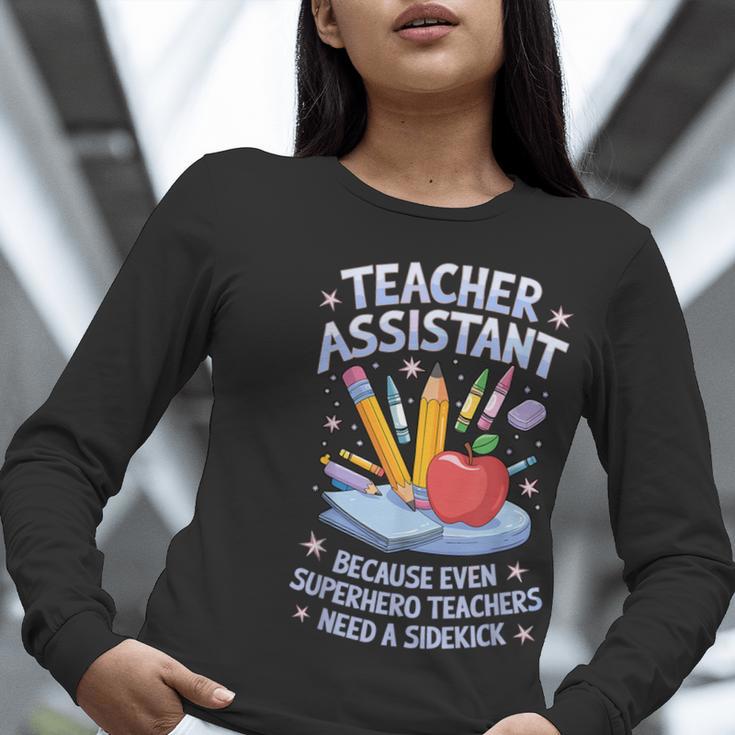 Superhero Sidekick Teaching Teach School Teacher Assistant Women Long Sleeve T-Shirt, funny gift Superhero Sidekick Teaching Teach School Teacher Assistant Women Long Sleeve T-Shirt, funny gift