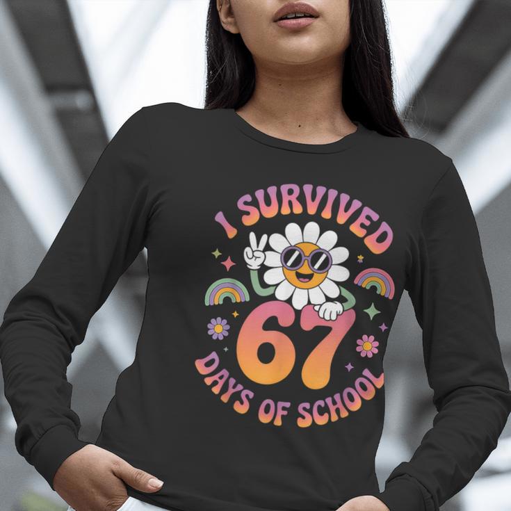 I Survived 67 Days Of School Groovy Retro Teachers Girls Women Long Sleeve T-Shirt, funny gift I Survived 67 Days Of School Groovy Retro Teachers Girls Women Long Sleeve T-Shirt, funny gift