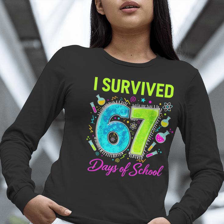 I Survived 67 Days Of School 67 Meme Science Teacher Women Long Sleeve T-Shirt, Science Teacher Shirts, funny gift