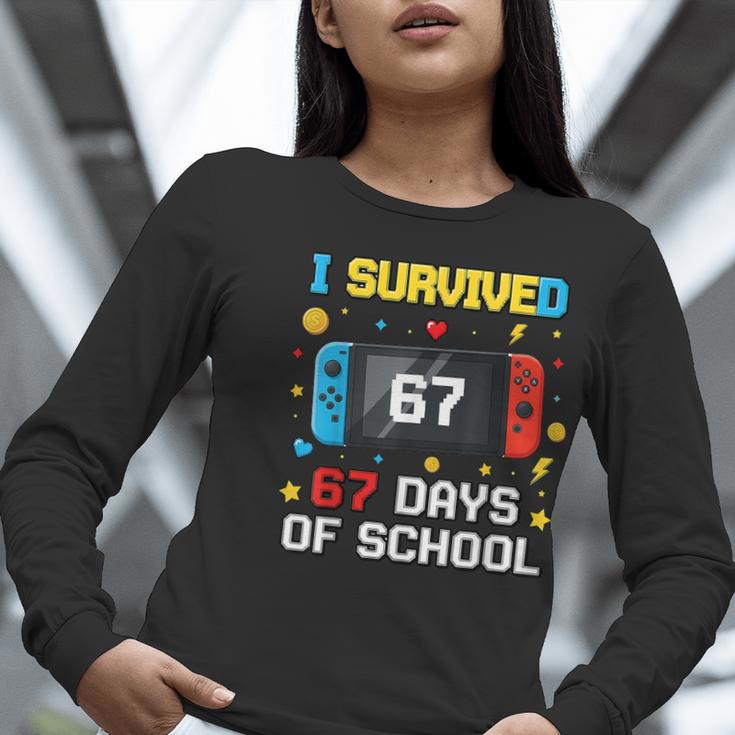 I Survived 67 Days Of School 67 Teacher Squad Matching Women Long Sleeve T-Shirt, funny gift