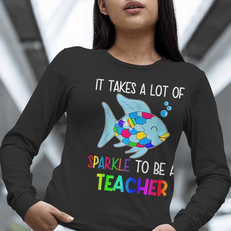 It Takes A Lot Of Sparkle To Be A Teacher Rainbow Fish For Men Women Women Long Sleeve T-Shirt, funny gift It Takes A Lot Of Sparkle To Be A Teacher Rainbow Fish For Men Women Women Long Sleeve T-Shirt, funny gift