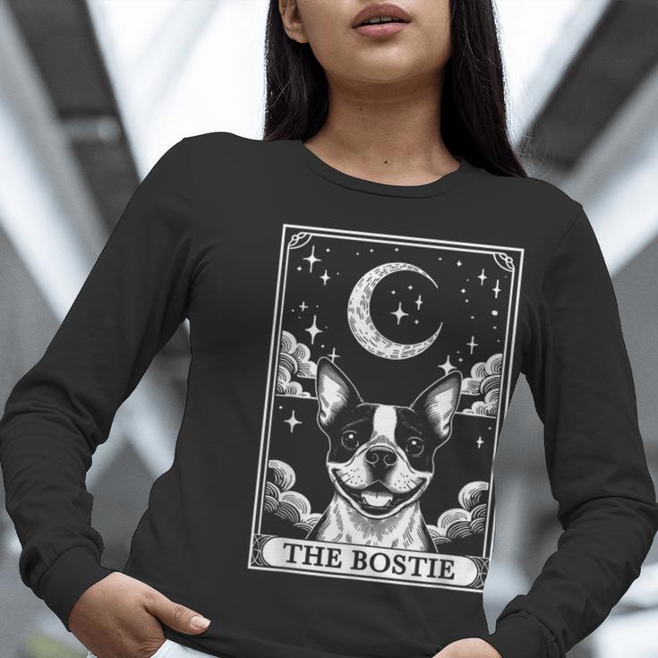 Tarot Card Vintage Crescent Moon Boston Terrier Dog Mom Women Long Sleeve T-Shirt, Boston Terrier Mom Shirts, Boston Terrier Tarot Shirts, funny gift