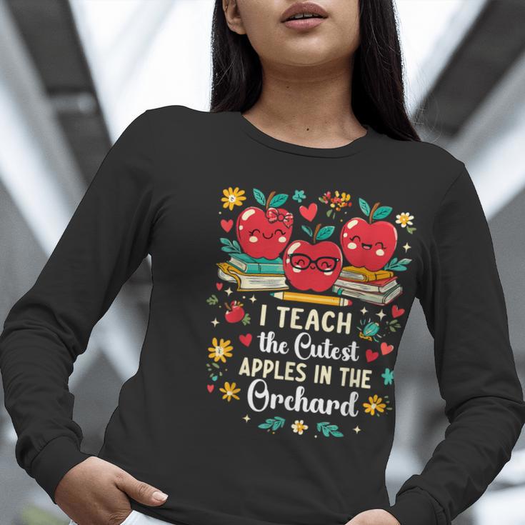 I Teach The Cutest Apples In The Orchard Cute Fall Teacher Women Long Sleeve T-Shirt, funny gift