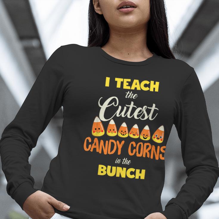 I Teach The Cutest Candy Corn In The Patch Teacher Halloween Women Long Sleeve T-Shirt, funny gift
