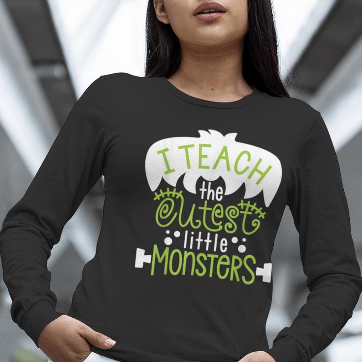 I Teach The Cutest Little Monsters Halloween Teacher Spooky Women Long Sleeve T-Shirt, funny gift I Teach The Cutest Little Monsters Halloween Teacher Spooky Women Long Sleeve T-Shirt, funny gift