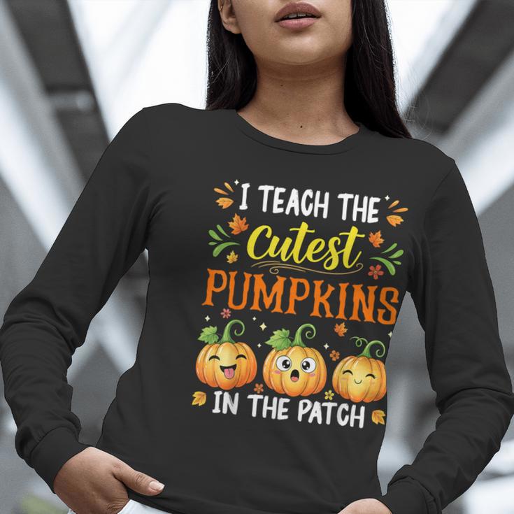 I Teach The Cutest Pumpkins Halloween Teacher Women Long Sleeve T-Shirt, funny gift I Teach The Cutest Pumpkins Halloween Teacher Women Long Sleeve T-Shirt, funny gift