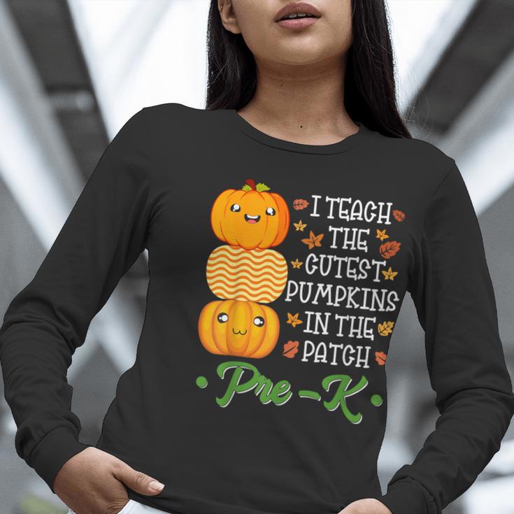 I Teach Cutest Pumpkins In Patch Thanksgiving Teacher Pre-K For Men Women Women Long Sleeve T-Shirt, funny gift