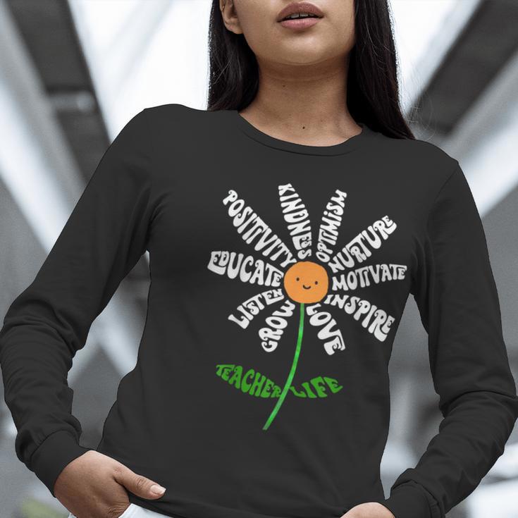 Teach Love Inspire Teachers Inspirational Flower Teachers Women Long Sleeve T-Shirt, funny gift