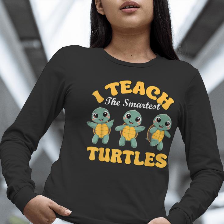 I Teach The Smartest Turtles Thanksgiving Proud Teacher Job Women Long Sleeve T-Shirt, funny gift