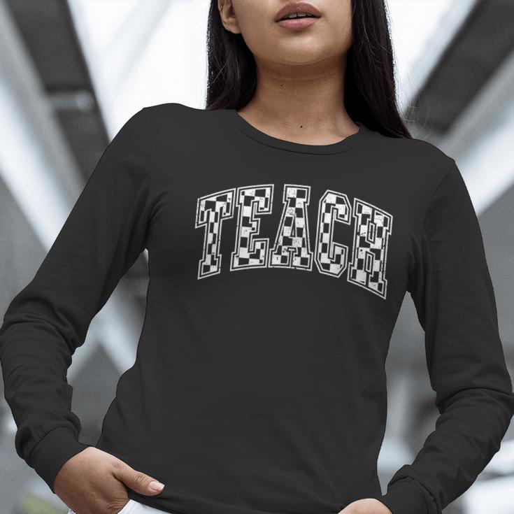 Teach Teacher Checkered First Day Of School Back To School Women Long Sleeve T-Shirt, funny gift Teach Teacher Checkered First Day Of School Back To School Women Long Sleeve T-Shirt, funny gift
