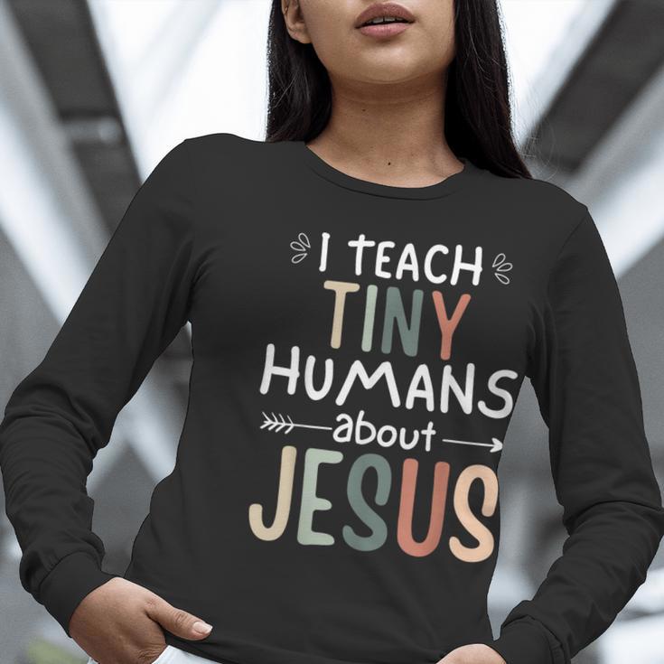 I Teach Tiny Humans About Jesus Teacher Sunday School Faith Women Long Sleeve T-Shirt, funny gift I Teach Tiny Humans About Jesus Teacher Sunday School Faith Women Long Sleeve T-Shirt, funny gift