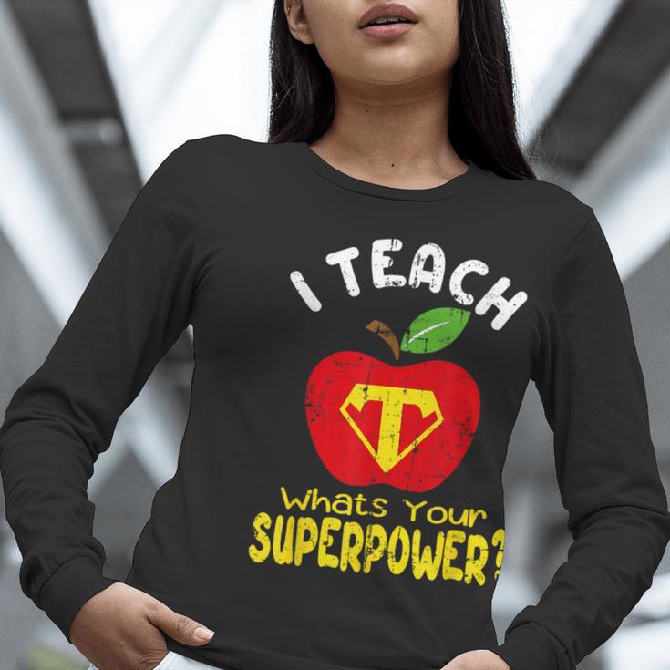 I Teach What's Your Superpower Superhero Teacher Women Long Sleeve T-Shirt, funny gift I Teach What's Your Superpower Superhero Teacher Women Long Sleeve T-Shirt, funny gift