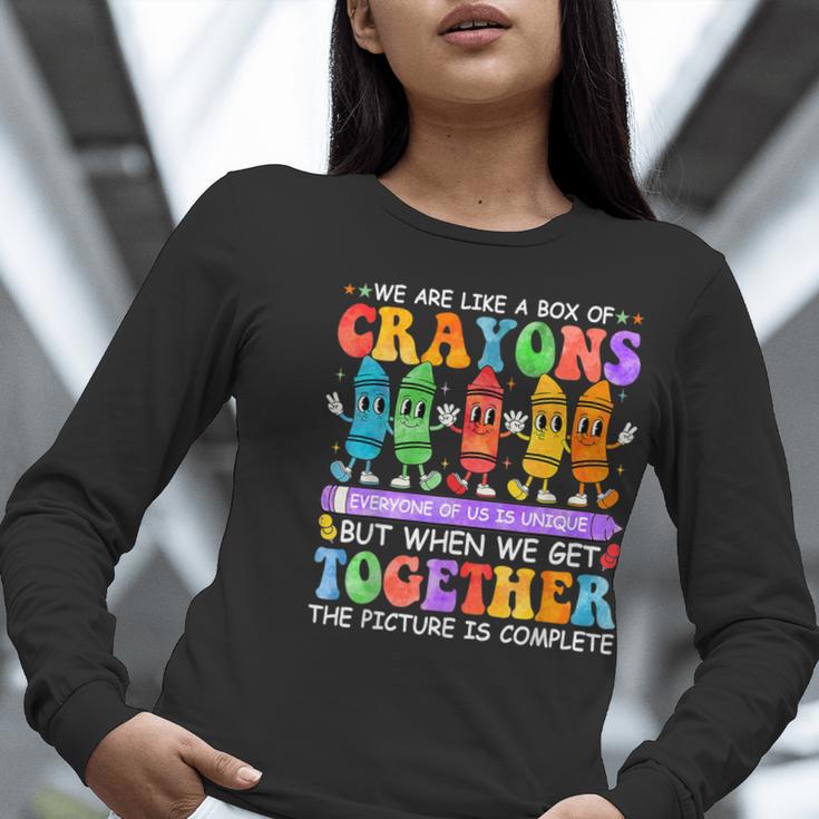 Teacher We Are Like A Box Of Crayons Back To School Men Women Kids Women Long Sleeve T-Shirt, funny gift Teacher We Are Like A Box Of Crayons Back To School Men Women Kids Women Long Sleeve T-Shirt, funny gift