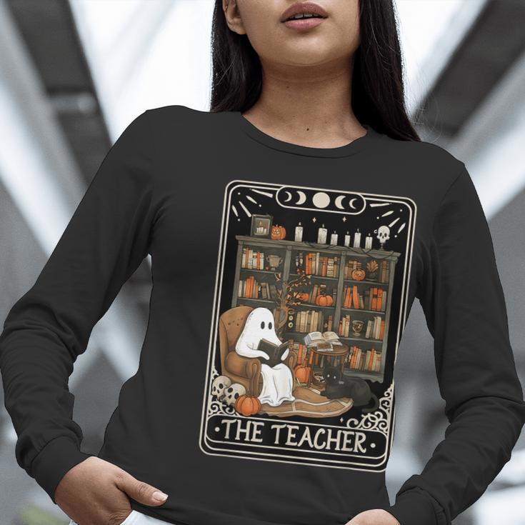 The Teacher Ghost Book Reading Books Lover Halloween Women Long Sleeve T-Shirt, funny gift