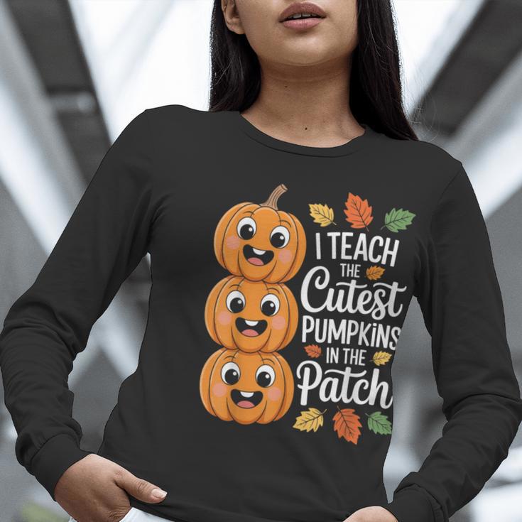 Teacher Halloween Tshirts I Teach The Cutest Pumpkins Women Long Sleeve T-Shirt, funny gift