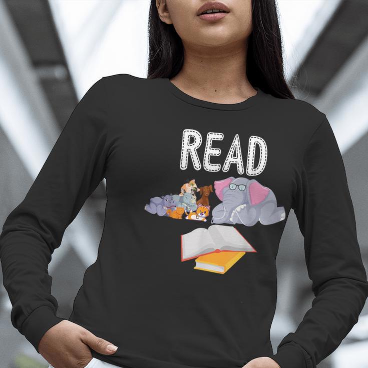 Teacher Library Read Book Club Piggie Elephant Pigeons Men Women Kids Women Long Sleeve T-Shirt, funny gift Teacher Library Read Book Club Piggie Elephant Pigeons Men Women Kids Women Long Sleeve T-Shirt, funny gift