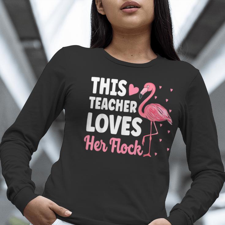 This Teacher Loves Her Flock Teaching Flamingo Girl Women Long Sleeve T-Shirt, funny gift This Teacher Loves Her Flock Teaching Flamingo Girl Women Long Sleeve T-Shirt, funny gift