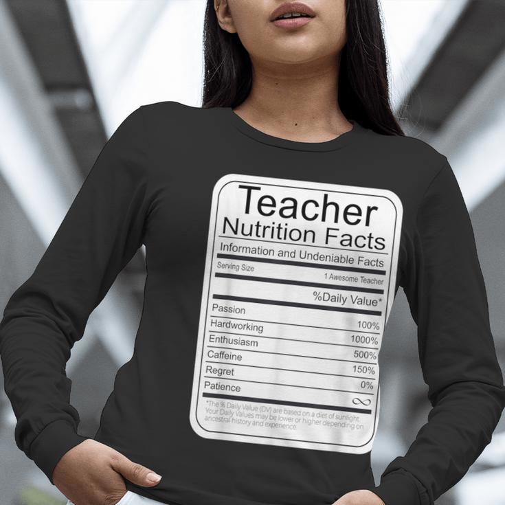 Teacher Nutrition Facts Teachers Nutritional Fact Women Long Sleeve T-Shirt, funny gift