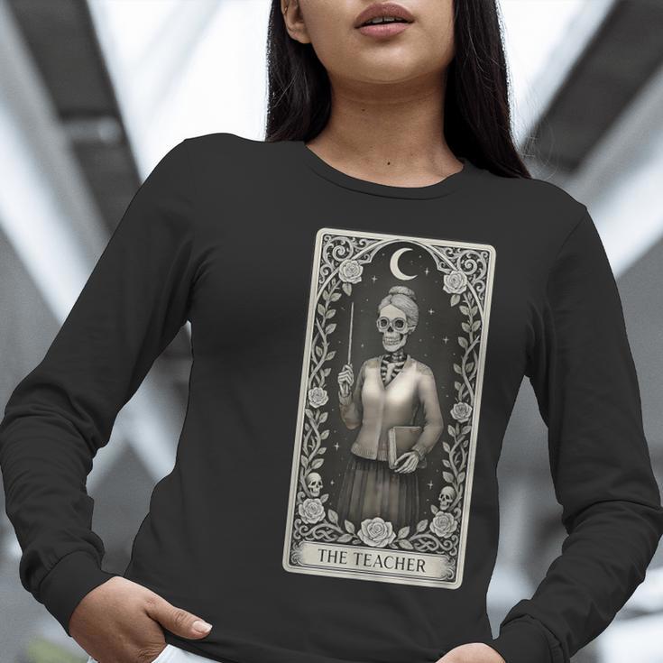 The Teacher Skeleton Tarot Card Women Long Sleeve T-Shirt, funny gift