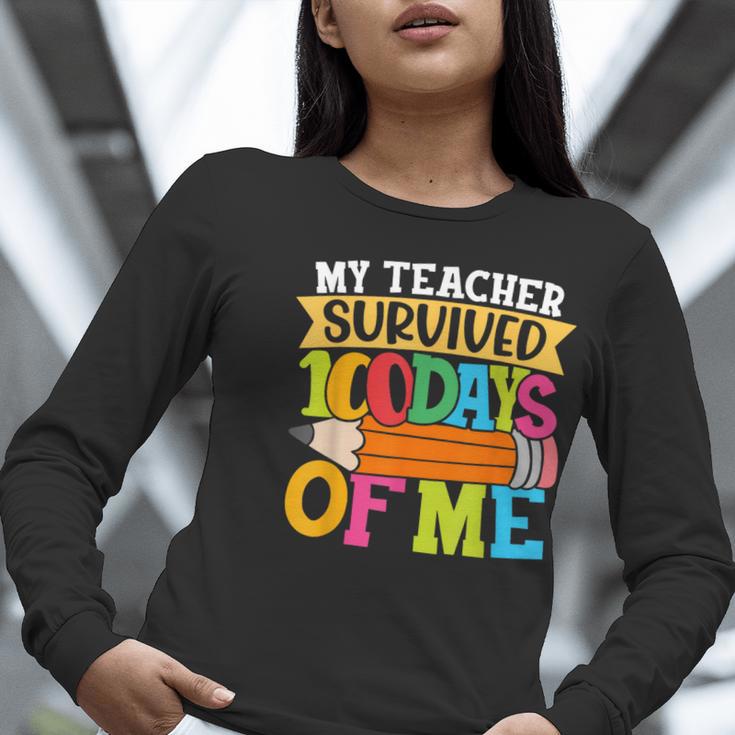 My Teacher Survived 100 Days Of Me 100th Day Of School Kids Women Long Sleeve T-Shirt, funny gift My Teacher Survived 100 Days Of Me 100th Day Of School Kids Women Long Sleeve T-Shirt, funny gift