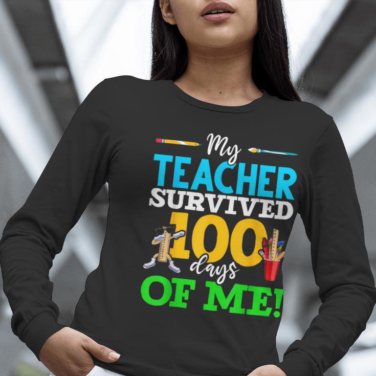 My Teacher Survived 100 Days Of Me Dab 100 Days Of School For Men Women Kids Women Long Sleeve T-Shirt, funny gift My Teacher Survived 100 Days Of Me Dab 100 Days Of School For Men Women Kids Women Long Sleeve T-Shirt, funny gift