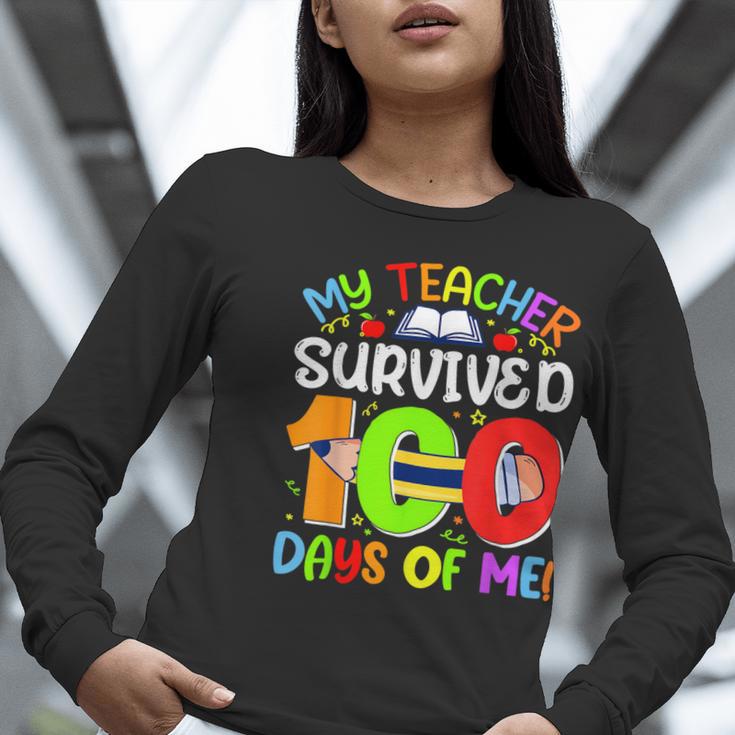 My Teacher Survived 100 Days Of Me 100 Days Of School Women Long Sleeve T-Shirt, funny gift
