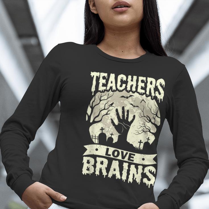 Teachers Love Brains Halloween Costume Boo Trick Teach Women Long Sleeve T-Shirt, funny gift Teachers Love Brains Halloween Costume Boo Trick Teach Women Long Sleeve T-Shirt, funny gift
