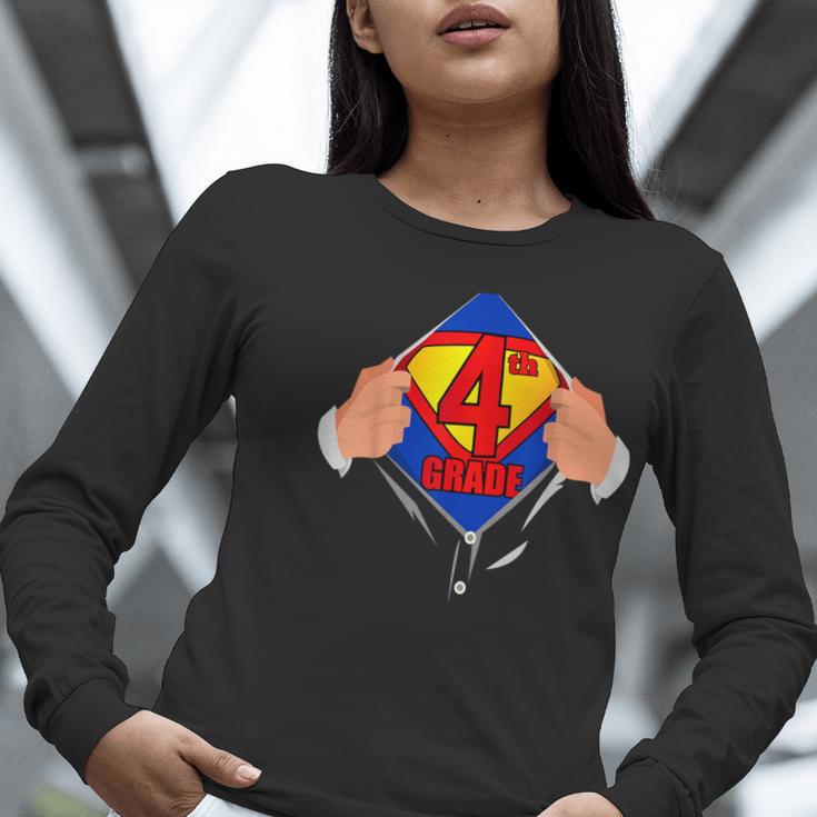 Teachers Are Superheroes 4th Grade Super Teacher Staff Men Women Women Long Sleeve T-Shirt, Super Teacher Shirts, 4th Grade Teacher Shirts, funny gift
