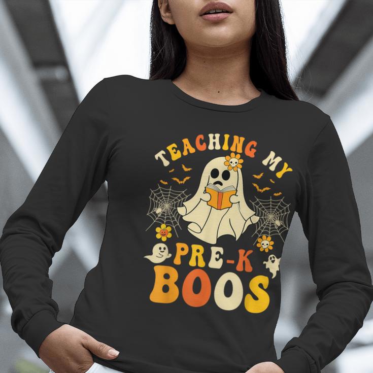 Teaching My Pre-K Boos Crew Teachers Halloween Ghost Women Long Sleeve T-Shirt, funny gift