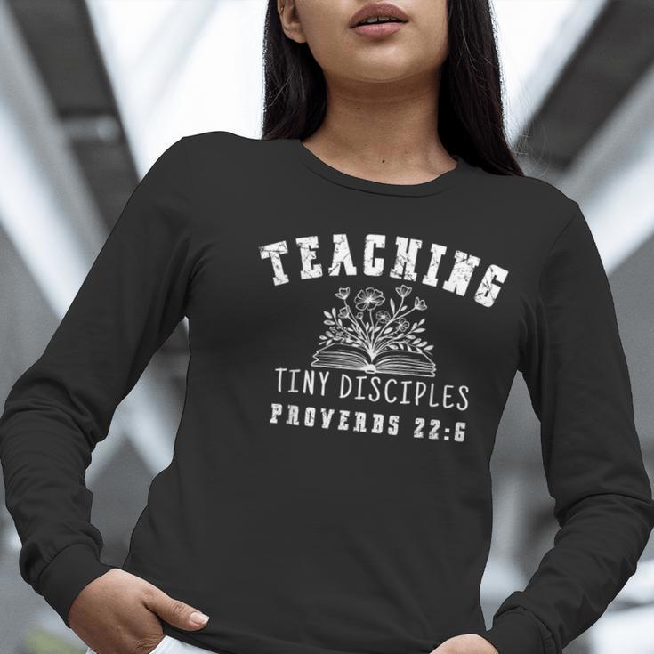 Teaching Tiny Disciples Christian Bible Verse Teacher Women Long Sleeve T-Shirt, funny gift Teaching Tiny Disciples Christian Bible Verse Teacher Women Long Sleeve T-Shirt, funny gift