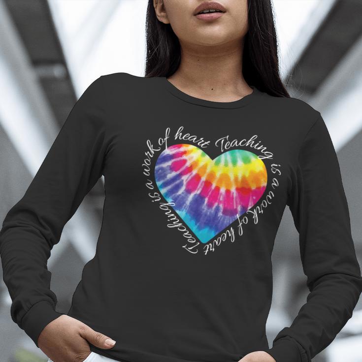 Teaching Is a Work Of Heart Tie Dye Hippie For Teacher For Men Women Girls Kids Women Long Sleeve T-Shirt, funny gift