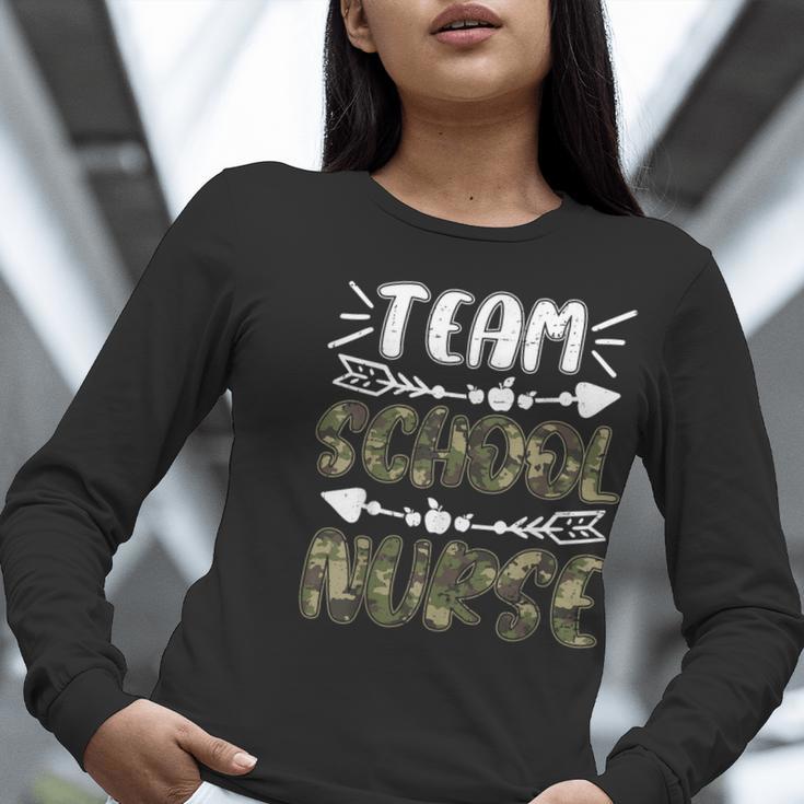 Team School Nurse Camo Teacher Student Back To School For Men Women Women Long Sleeve T-Shirt, funny gift